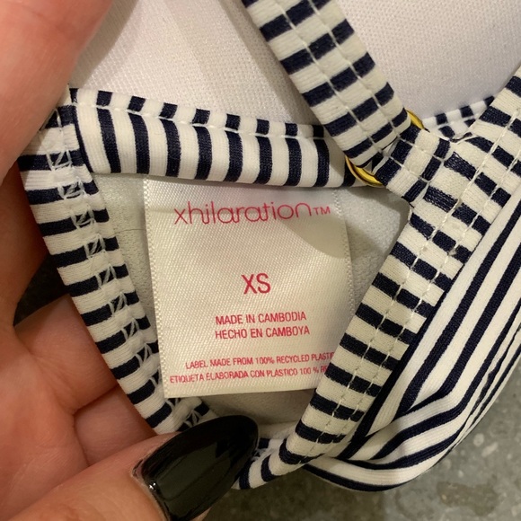 Striped Push Up Bikini Top in Navy and White - Picture 3 of 3